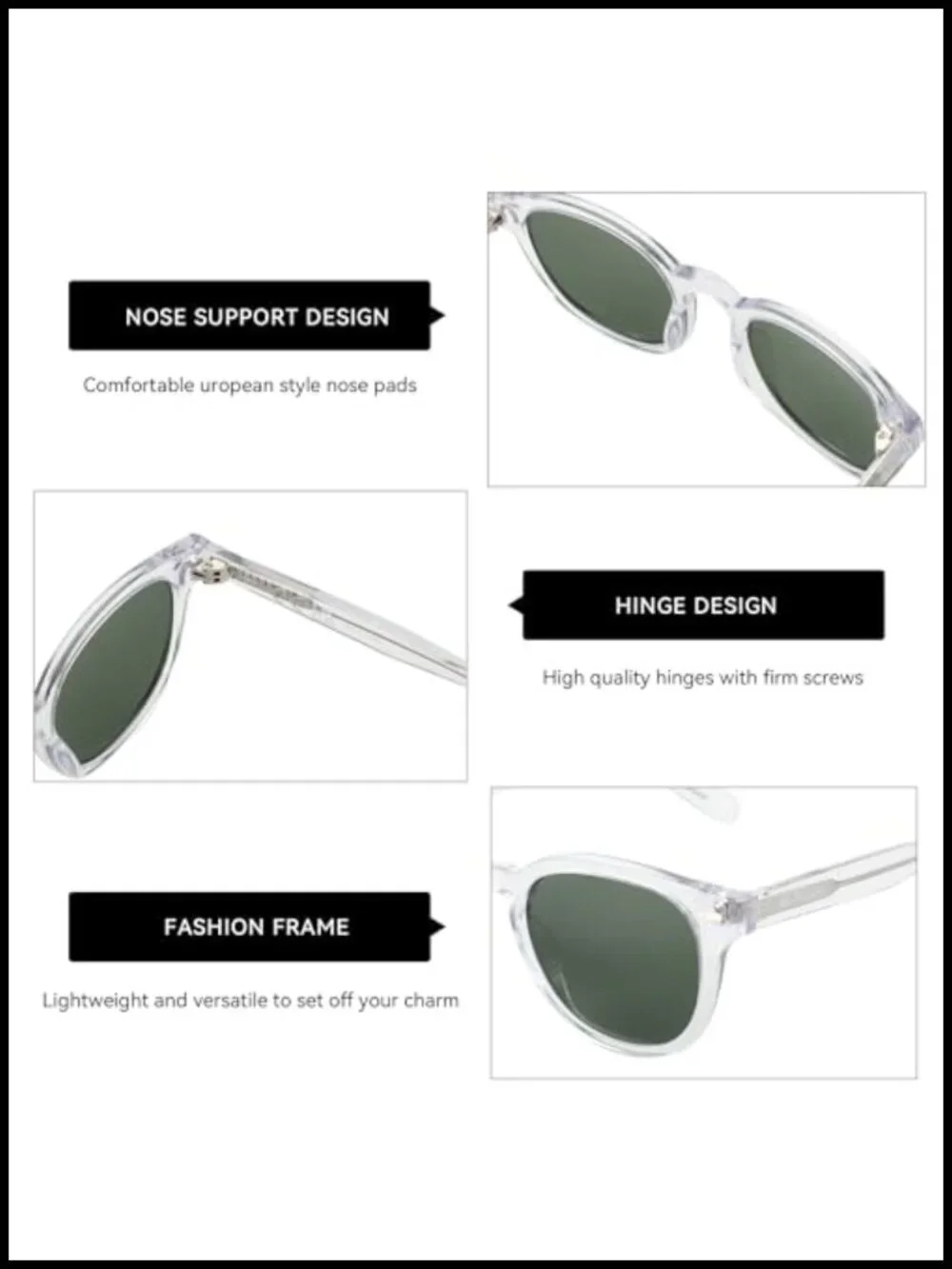 Retro Round Polarized Sunglasses UV Protection Biodegradable Acetate